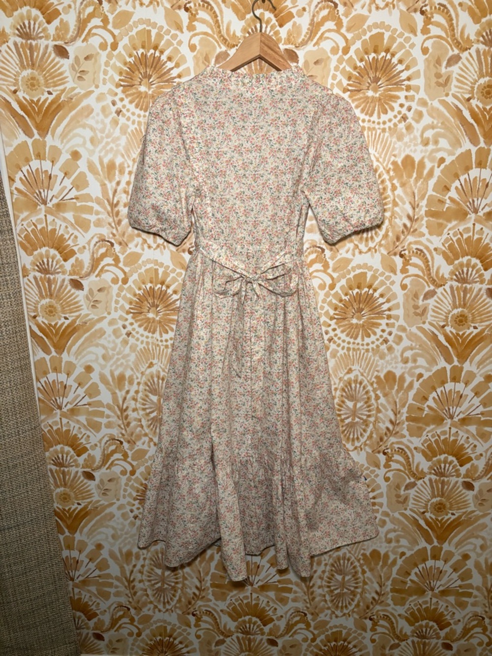 Calista Floral Midi Dress Cottagecore Puff Sleeve Garden Party Dress Romantic - Picture 5 of 10